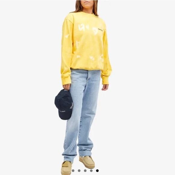 SPORTY & RICH Serif Yellow Tie Dye Crew Sweatshirt Size Large - Picture 1 of 10